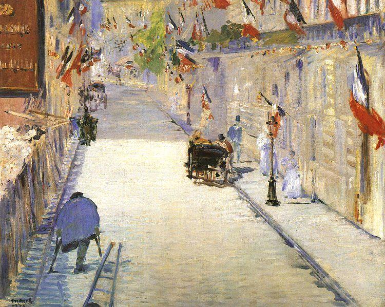 Edouard Manet Rue Mosnier with Flags oil painting picture
